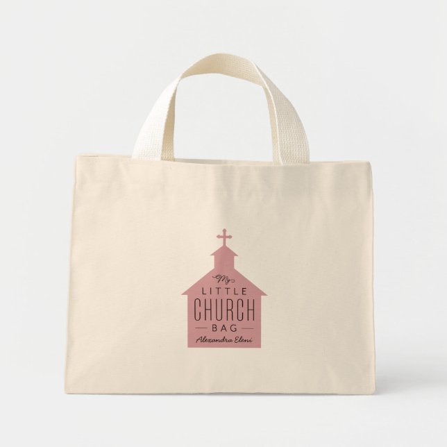 Meine kleine Kirchentasche niedliche rosa Kidschnu Mini Stoffbeutel (Vorne)