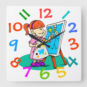 Meine kleine künstlerische Kindersäulenhalle Quadratische Wanduhr