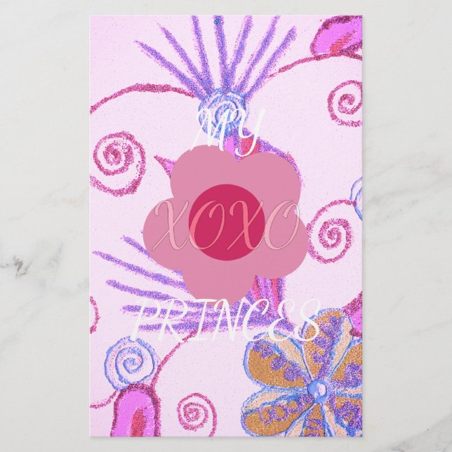 Meine kleine Prinzessin: Baby Pink Vector Inspirat Briefpapier (Vorderseite)