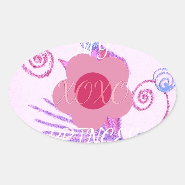 Meine kleine Prinzessin: Baby Pink Vector Inspirat Ovaler Aufkleber (Vorderseite)