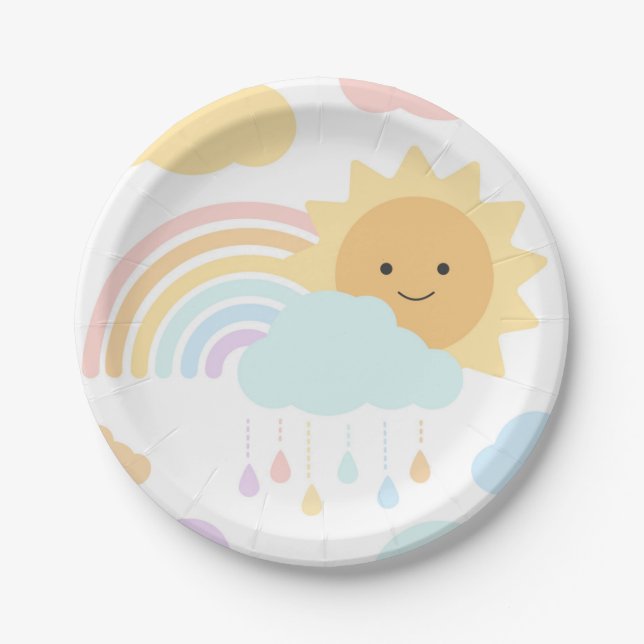 Meine kleine Sonnenscheinwerfer-Regenbogen- und Wo Pappteller (Vorderseite)