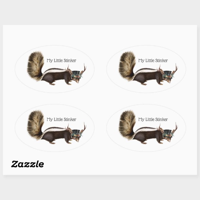 Meine kleinen, anpassbaren Oval Skunk Stickers (Blatt)