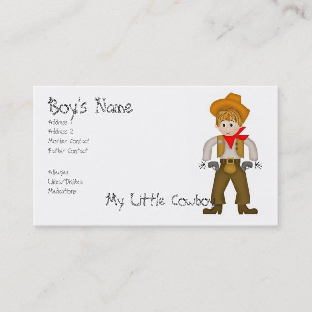 Meine kleinen Cowboy-Mama-Karten Telefonnummerkarte (Vorderseite)