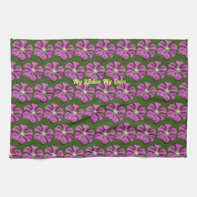 "Meine Küche meine Regel" elegante Purpleflores mi Geschirrtuch (Horizontal)