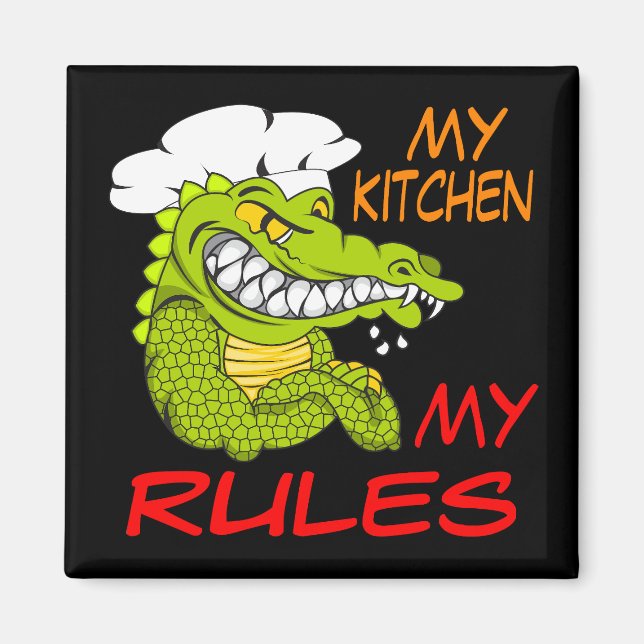 Meine Küche Meine Regeln, Alligator-Koch, Schwarz Magnet (Vorne)