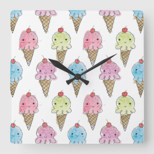 Meine Leckerei - Eis Quadratische Wanduhr