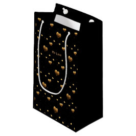 Meine Liebe Elegant Gold Hearts on Black Kleine Geschenktüte