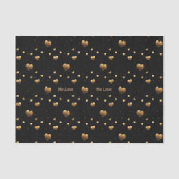 Meine Liebe Elegant Gold Hearts on Black Seidenpapier