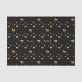 Meine Liebe Elegant Gold Hearts on Black Seidenpapier