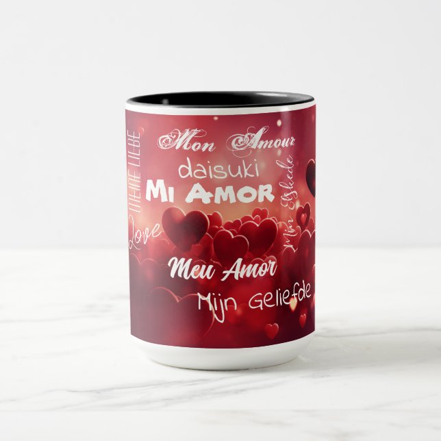 "Meine Liebe" in verschiedenen Sprachen Tasse (Zentrum)