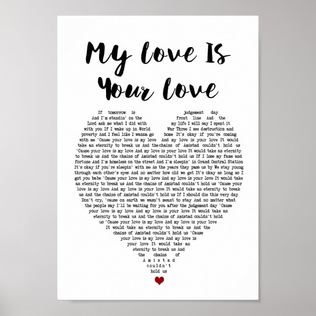 Meine Liebe ist Ihre Liebe Herzenslied Lyrik Print Poster (Vorne)