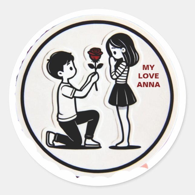 Meine Liebe mit dem Namen romantisch Runder Aufkleber (Vorderseite)