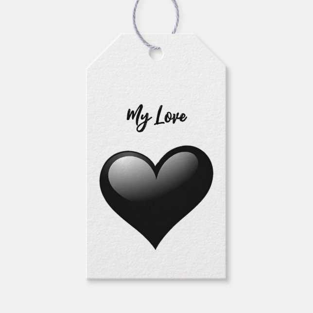 Meine Liebe - Schwarzes und Weiß Herz Geschenkanhänger (Vorderseite)