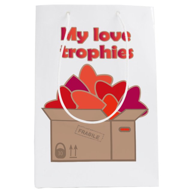 Meine Liebe-Trophäen in Schachtel voller Valentinh Mittlere Geschenktüte (Vorderseite)