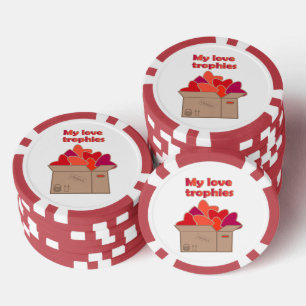 Meine Liebe-Trophäen in Schachtel voller Valentinh Pokerchips