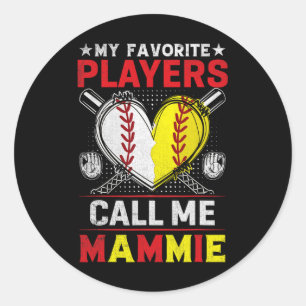 Meine Lieblings-Baseball-Softball-Spieler nennen m Runder Aufkleber