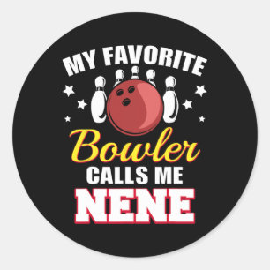 Meine Lieblings-Bowler nennt mich Nene Funny Bowli Runder Aufkleber