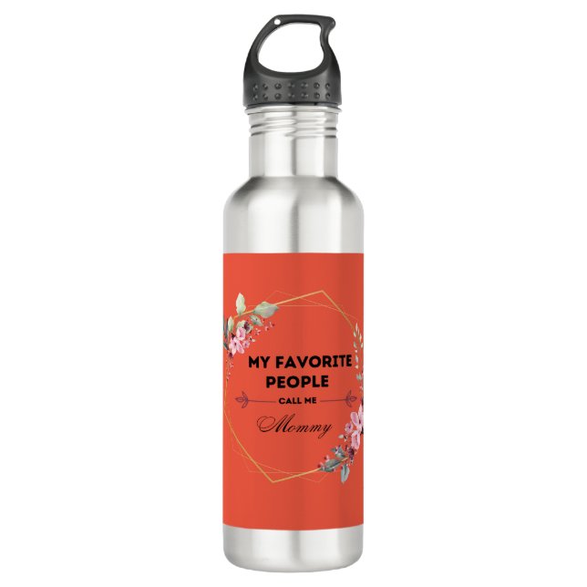 Meine Lieblings-Leute nennen mich Mama-Wasserflasc Edelstahlflasche (Vorderseite)