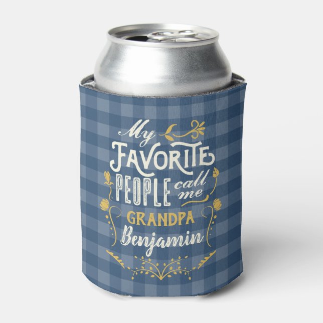 Meine Lieblings-Leute nennen mich Opa Blue Gingham Dosenkühler (Kanne Vorderseite)
