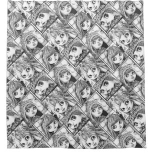 Meine Lieblings-Schwarz-Weiß-Patchwork-Puppen Duschvorhang
