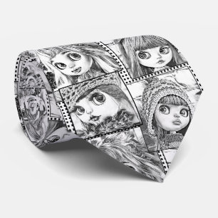 Meine Lieblings-Schwarz-Weiß-Patchwork-Puppen Krawatte