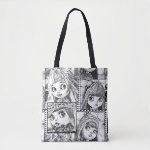 Meine Lieblings-Schwarz-Weiß-Patchwork-Puppen Tasche