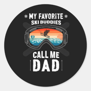Meine Lieblings-Ski-Buddies nennen mich Vater für Runder Aufkleber