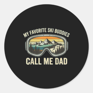 Meine Lieblings-Ski-Kumpels nennen mich Papa Lusti Runder Aufkleber