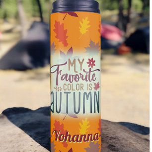 Meine Lieblingsfarbe ist Herbst personalisiert ora Thermosbecher