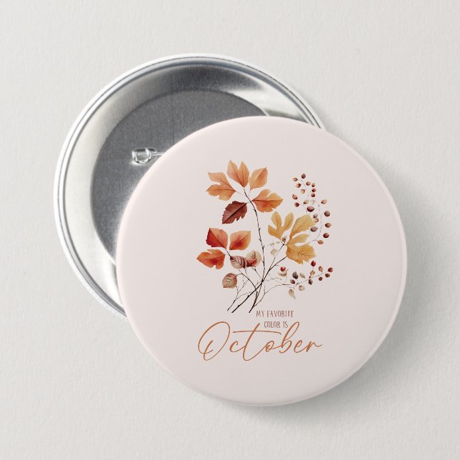 Meine Lieblingsfarbe ist Oktober - Herbstblätter & Button (Vorne & Hinten)