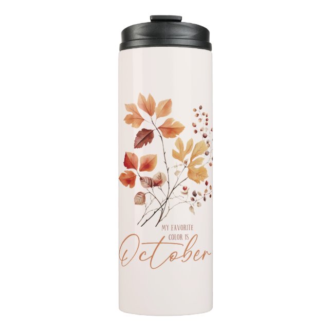 Meine Lieblingsfarbe ist Oktober - Herbstblätter & Thermosbecher (Vorderseite)