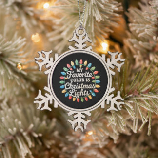 Meine Lieblingsfarbe ist Weihnachtsbeleuchtung Xma Schneeflocken Zinn-Ornament