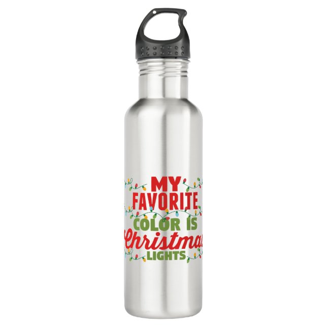 Meine Lieblingsfarbe ist Weihnachtslicht Edelstahlflasche (Vorderseite)