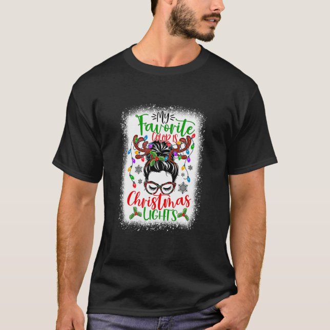 Meine Lieblingsfarbe ist Weihnachtslicht Messy Bun T-Shirt (Vorderseite)
