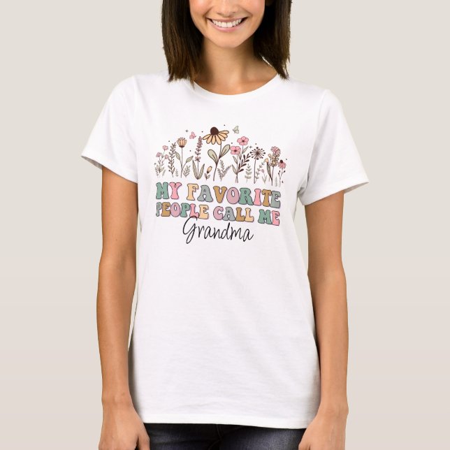 Meine Lieblingsmenschen nennen mich Oma Floral T-Shirt (Vorderseite)