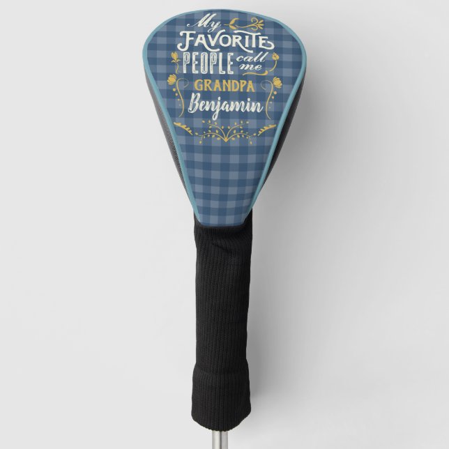 Meine Lieblingsmenschen nennen mich Opa Blue Gingh Golf Headcover (Vorderseite)