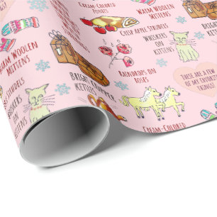 Meine Lieblingssachen Handgezeichnetes Retro-Rosa Geschenkpapier