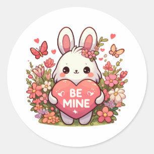 meine, lustige Kaninchen-Valentine-Liebe Runder Aufkleber