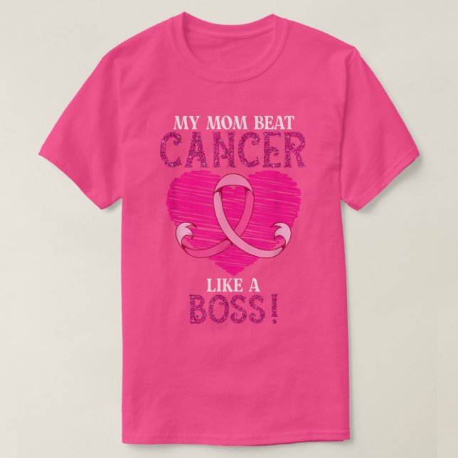 Meine Mama Beat Rosa Brustkrebs Schleife - Überleb T-Shirt (Design vorne)