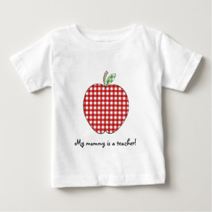 Meine Mama ist ein Lehrer-Hemd-roter Gingham Apple Baby T-shirt