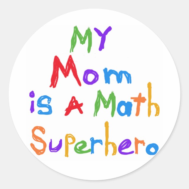 Meine Mama Mathe Superhero T - Shirt und Geschenke Runder Aufkleber (Vorderseite)