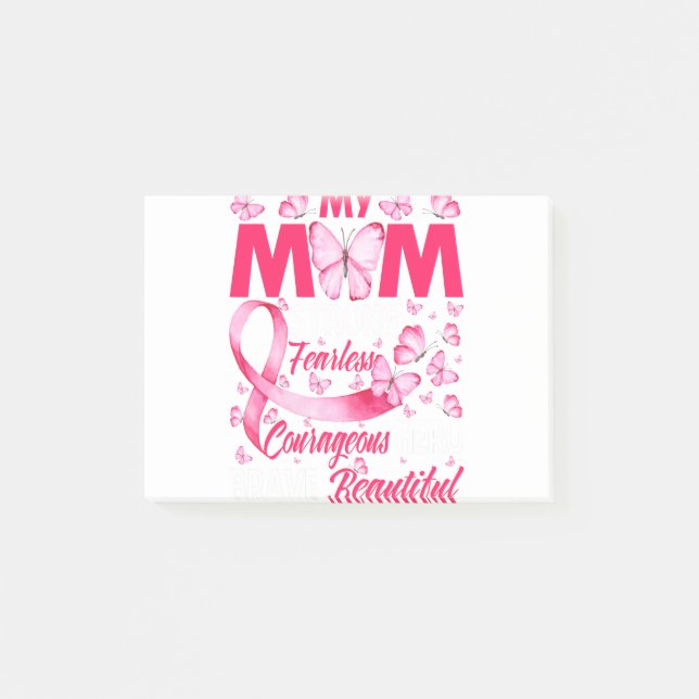 Meine Mama rosa Ribbon Krieger Brustkrebs Post-it Klebezettel (Vorderseite)
