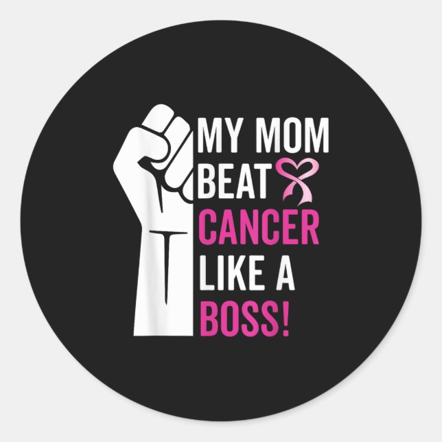 Meine Mama schlägt Brustkrebs wie eine Boss-Kriege Runder Aufkleber (Vorderseite)
