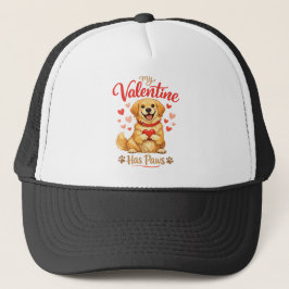 Meine/Mein Valentine hat Pfoten Hunde-Liebhaber-Mü Truckerkappe