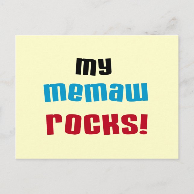 Meine Memaw Rocks T - Shirt und Geschenke Postkarte (Vorderseite)