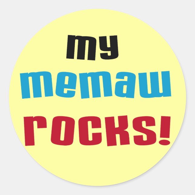 Meine Memaw Rocks T - Shirt und Geschenke Runder Aufkleber (Vorderseite)