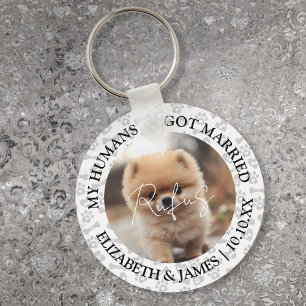 Meine Menschen haben geheiratet Haustier-Hund Foto Schlüsselanhänger