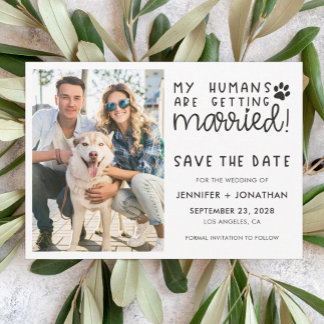 Meine Menschen heiraten Hund und Foto Save the Dat