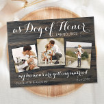 Meine Menschen heiraten Save the Date Hund Ankündigungspostkarte<br><div class="desc">Lass deinen besten Hund verkünde deine Hochzeit mit diesem modernen und eleganten 'Hund der Ehre' Ich verkünde 'Meine Menschen werden heiraten' Haushund speichern die Dattelkarten in einem rustikalen Holzdesign. Passen Sie mit dem Lieblingshund Ihres besten Hundes auf und personalisieren Sie mit Namen, Datum und Ort der Hochzeit. Diese Hochzeit speichern...</div>