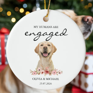 Meine Menschen sind verlobt Personalisiertes Hunde Keramik Ornament